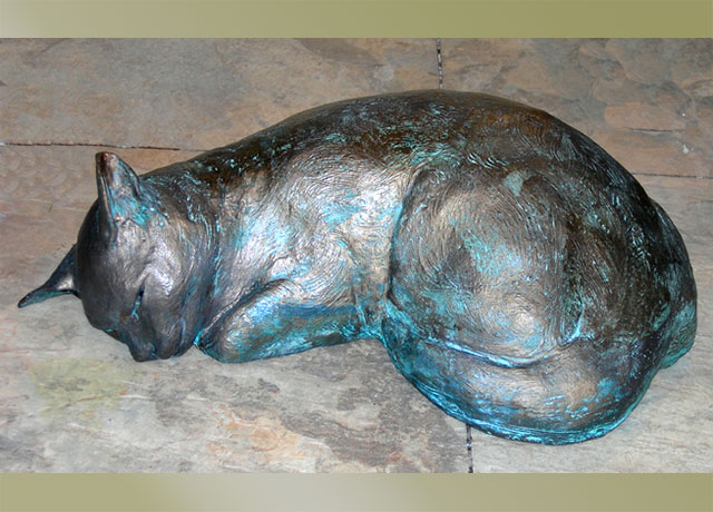 Sculpture Relief of a black cat