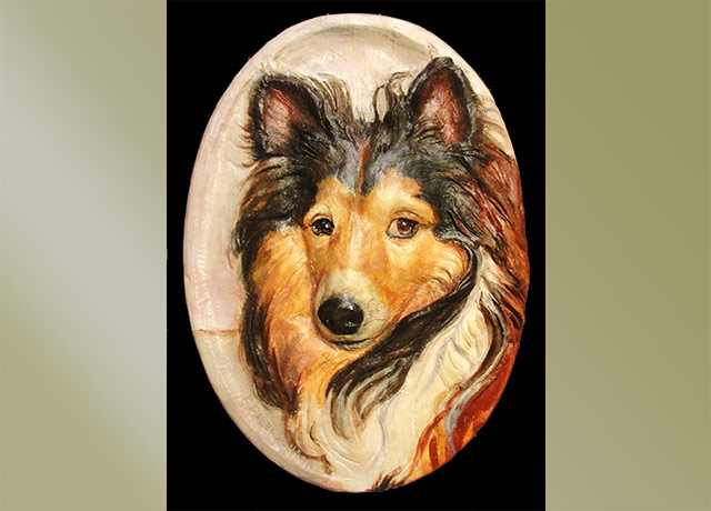 Sculpture portrait of a collie