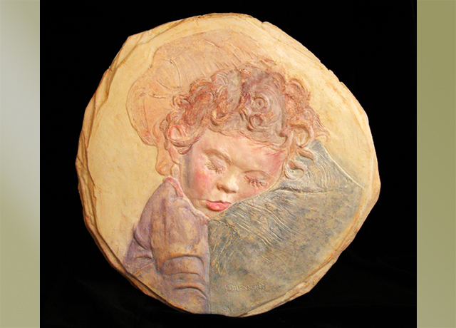 Sculpture Relief of mother and daughter heads